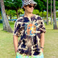 Sacred Geometry Flame Octopus Bleach Dye T-shirt (2X-Large)