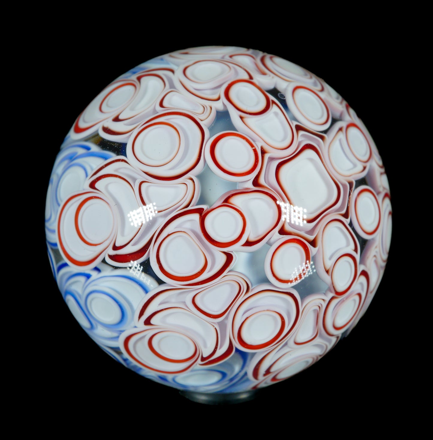 2-Layer Red and Blue Dot Stack Slurper Marble (27mm)