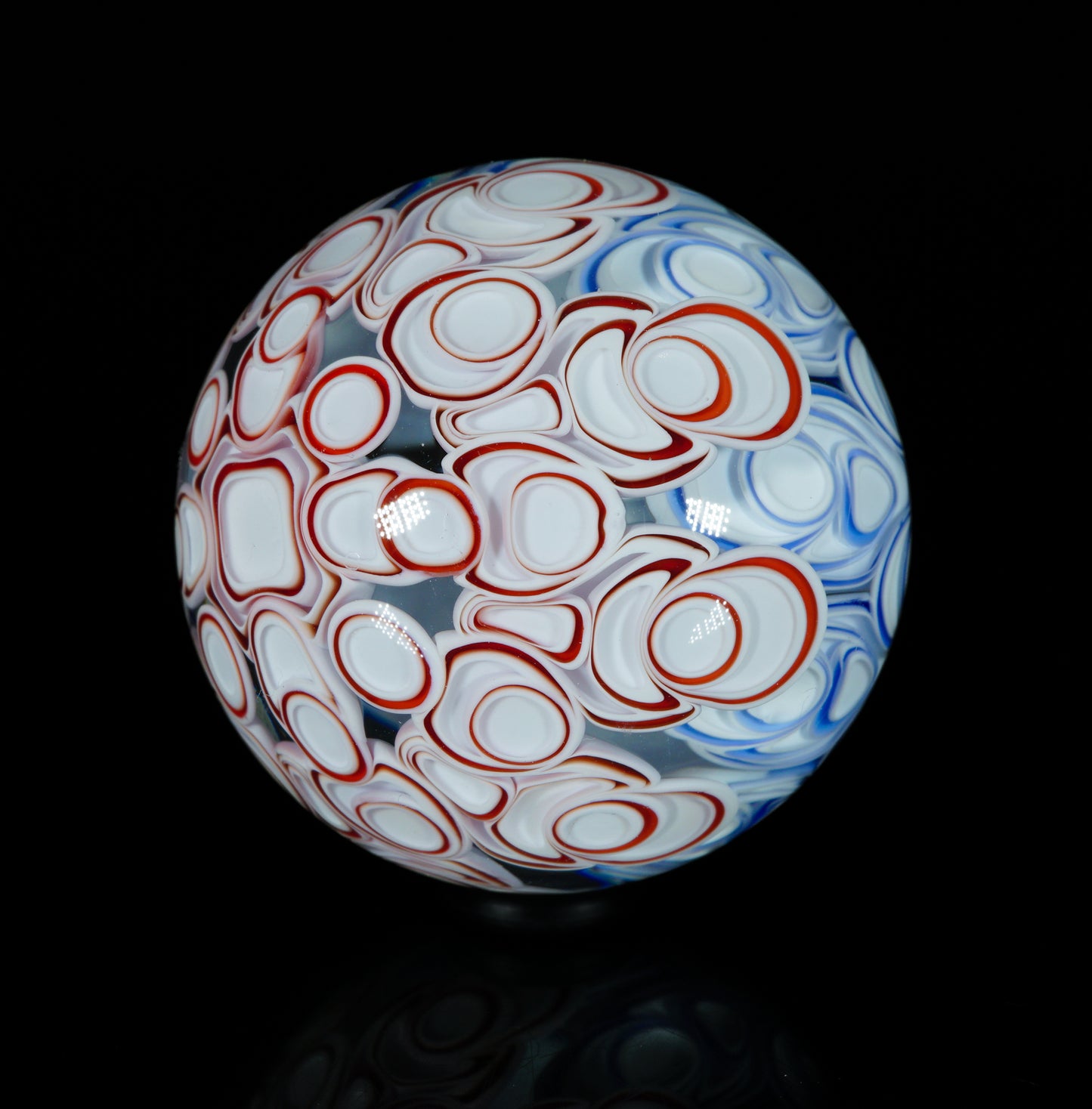 2-Layer Red and Blue Dot Stack Slurper Marble (27mm)