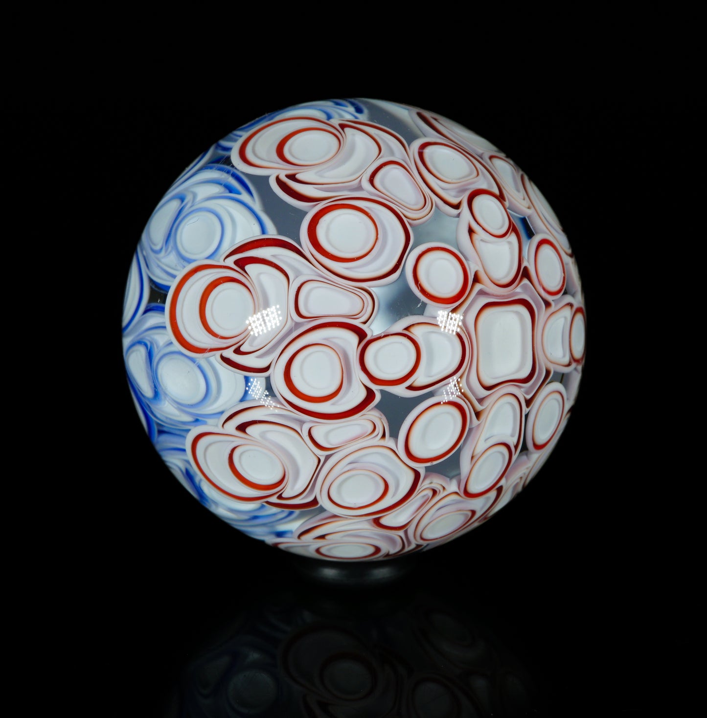 2-Layer Red and Blue Dot Stack Slurper Marble (27mm)