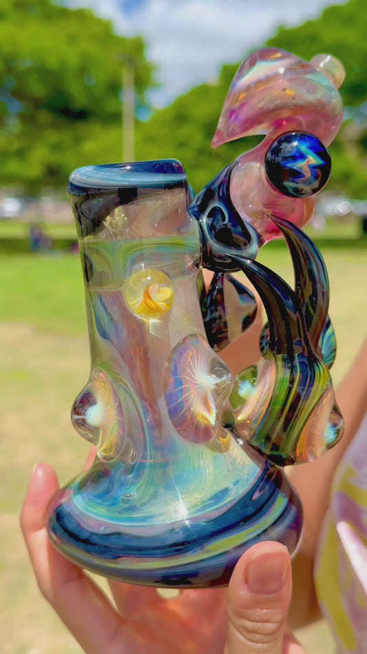 Horned Fumed “Honey Bee” Push-Bubbler