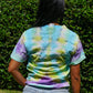 Blue/Yellow/Purple Tie Dye Fleur De Lis Mandala T-Shirt