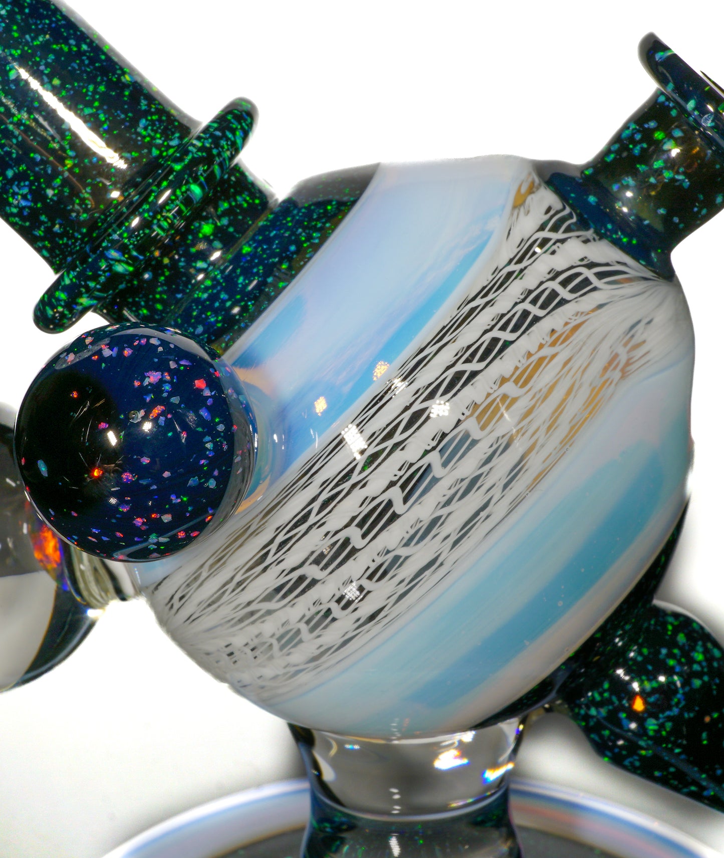 Secret White Zanfirico UV Crushed Opal Heliosphere + Bubble Cap